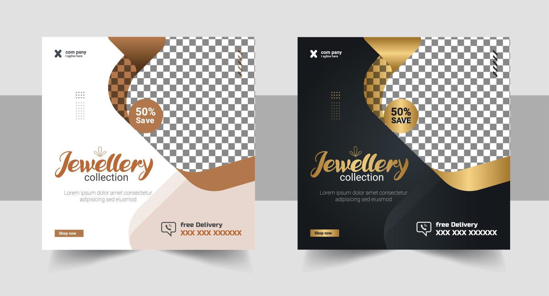 Jewellery collections social media post, Jewellery Collection Web Banner or Social Media Post Design vector