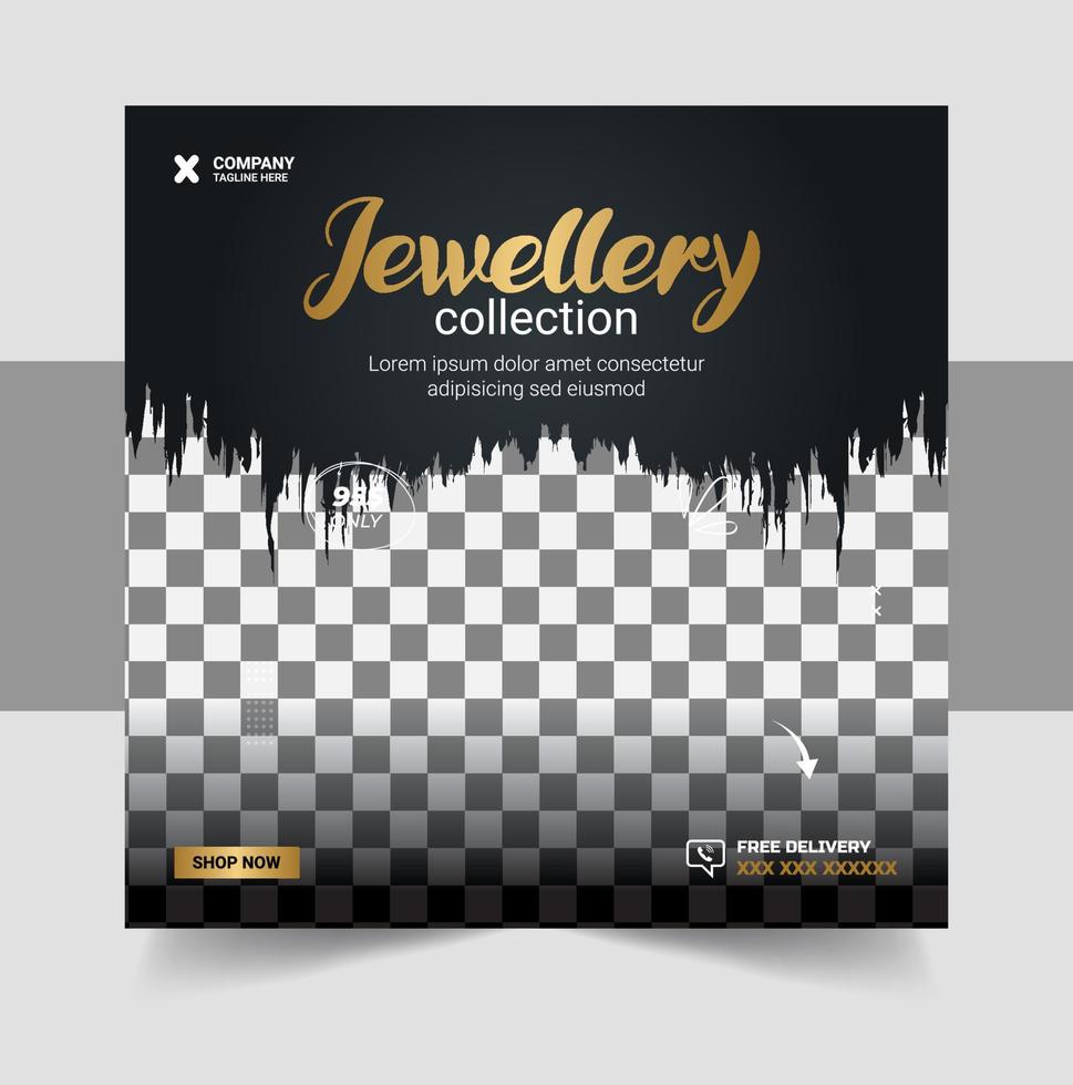 Jewellery collections social media post, Jewellery Collection Web Banner or Social Media Post Design vector