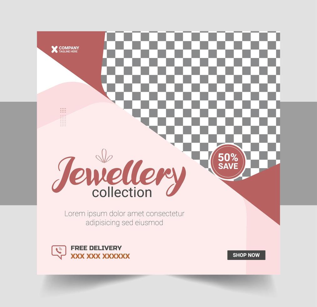 Jewellery collections social media post, Jewellery Collection Web Banner or Social Media Post Design vector