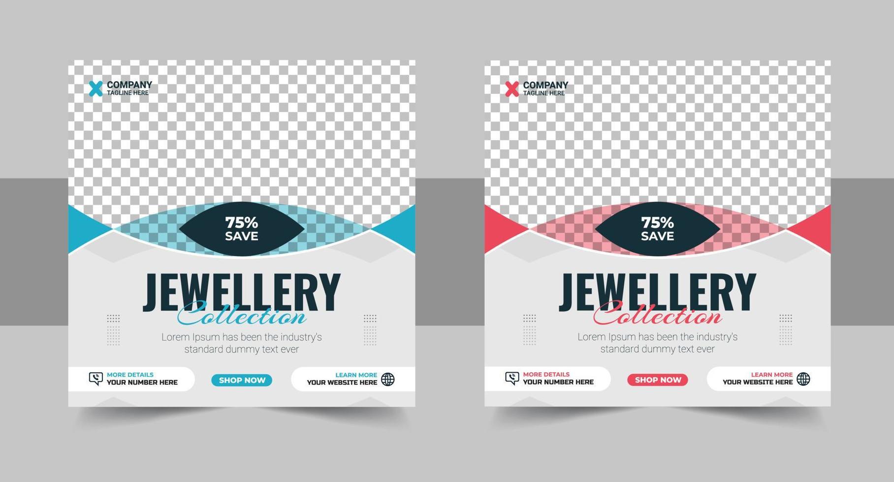 Jewellery collections social media post, Jewellery Collection Web Banner or Social Media Post Template Design layout vector