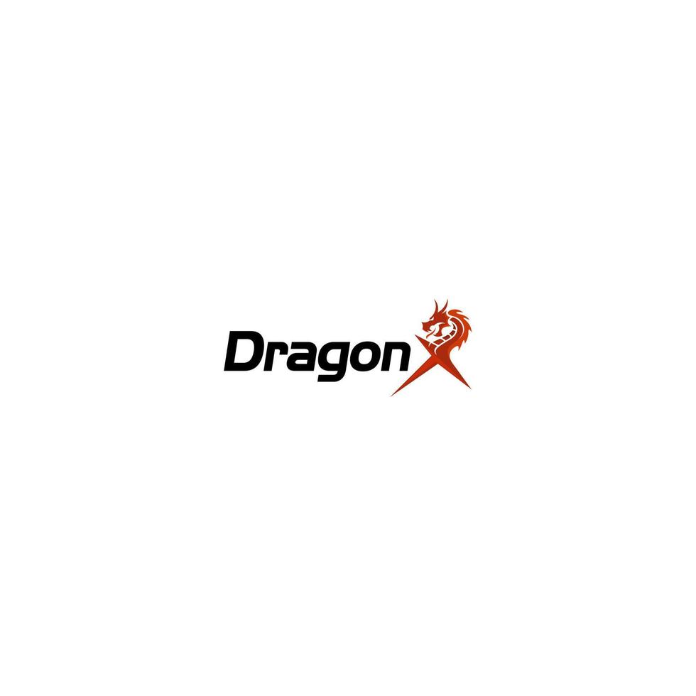 Dragon X logo design . vector