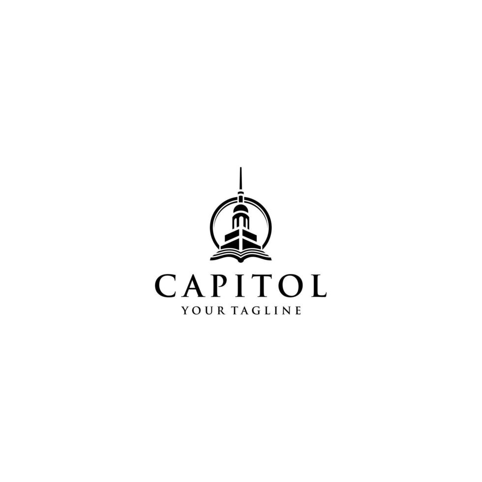 Capitol book history logo design . vector
