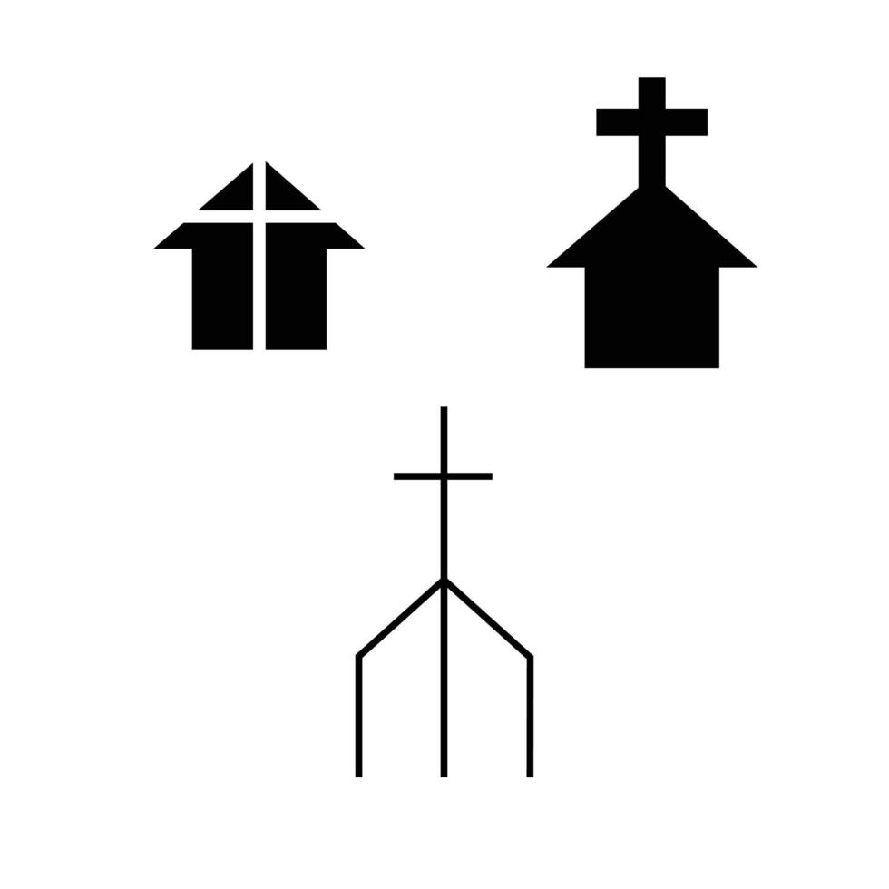 conjunto de Tres chruch capilla logos aislado en blanco antecedentes vector