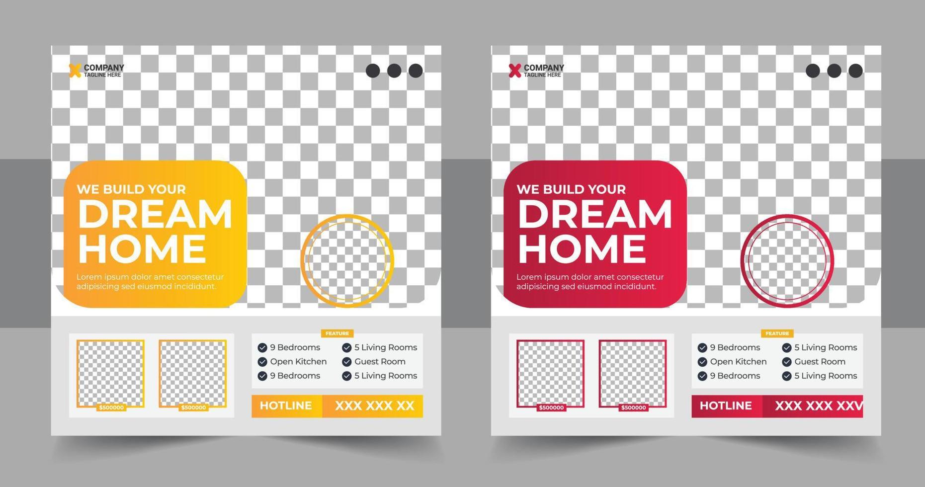 Construction social media post banner design Template with yellow color, Corporate construction tools social media post design, home improvement banner template, home repair social media post template vector