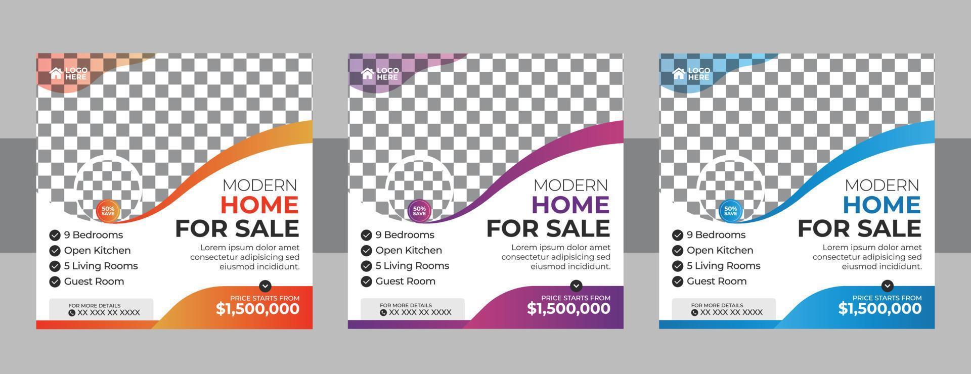 Real estate social media post template. home improvement banner template. home repair social media post banner. Editable Post Template Social Media Banner vector