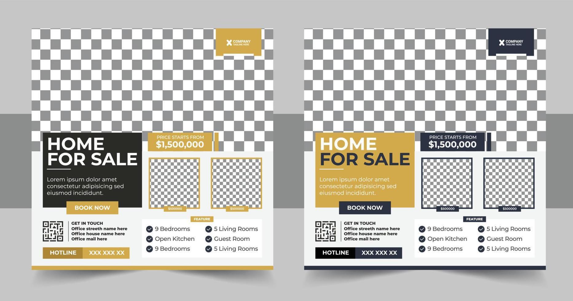 modern Real estate home for Sale social media Post and square banner template design vector