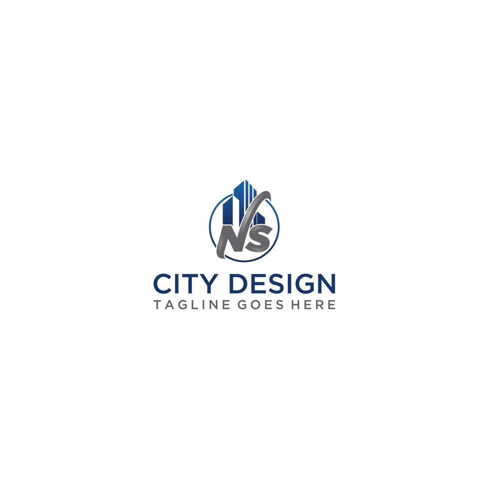 NS letter city logo design template vector