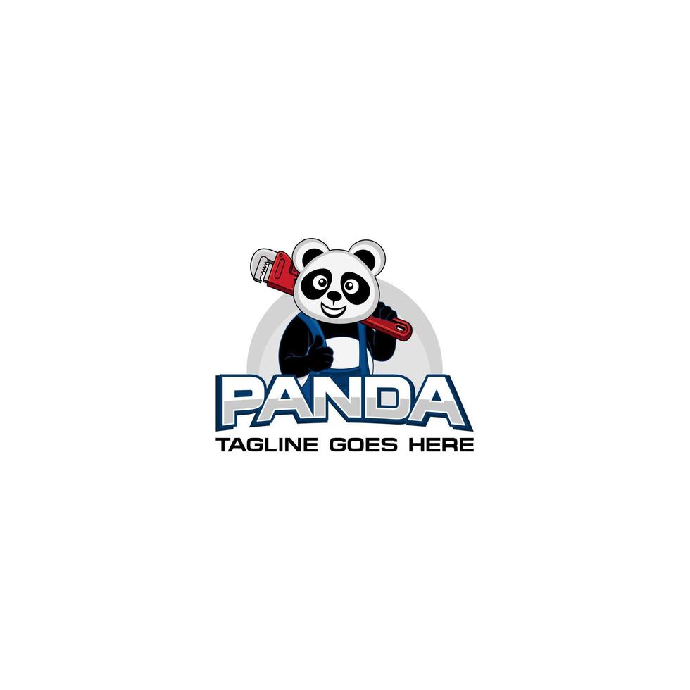 plomería panda logo diseño . vector