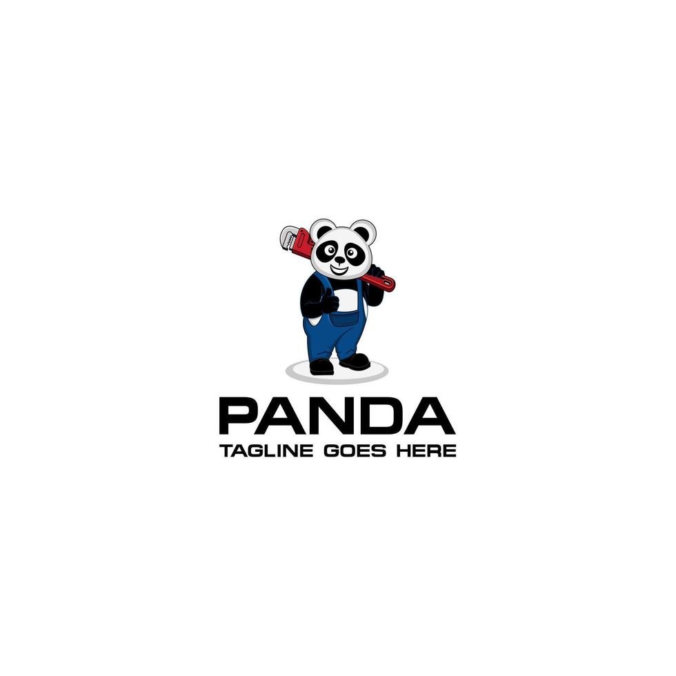 plomería panda logo diseño . vector