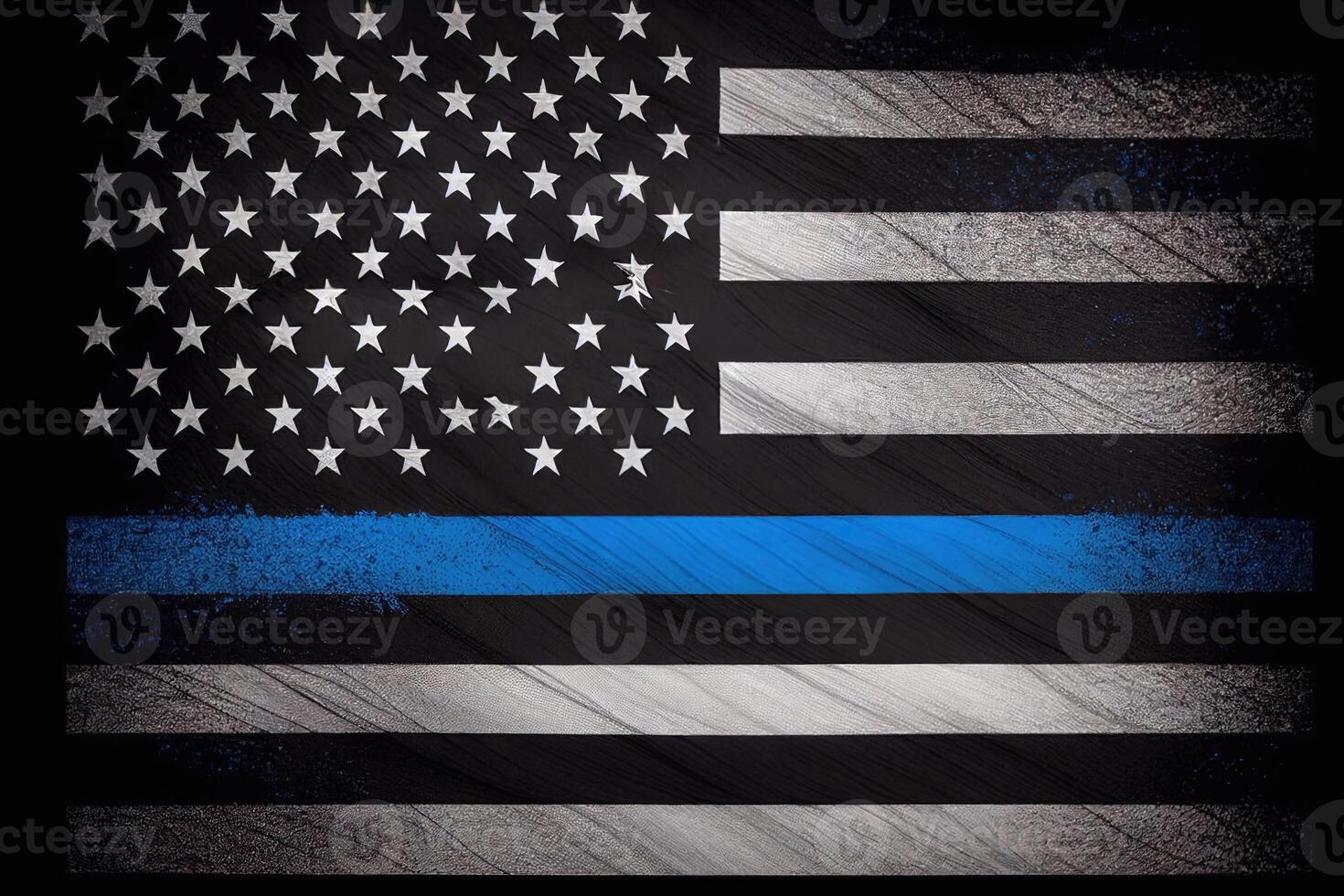 Thin Blue Line USA Flag formed out of bullets illustration photo