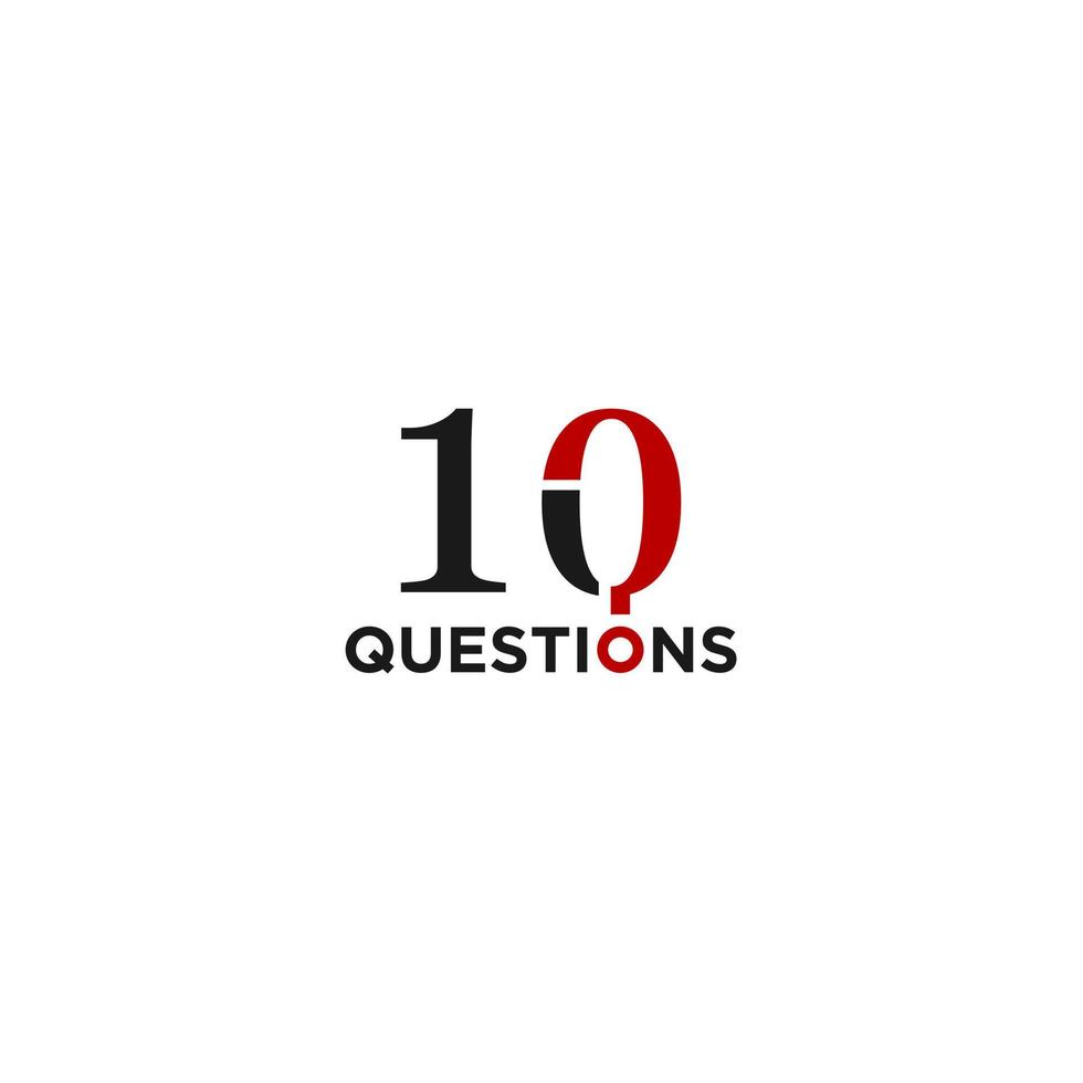 Number 10 questions logo . vector