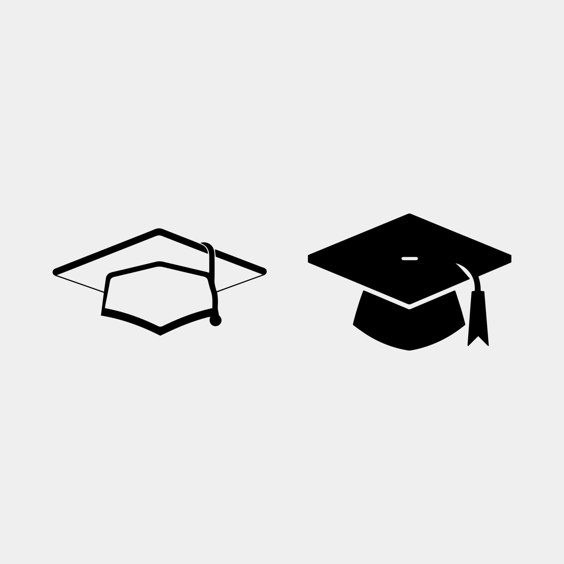 Set of Black Graduation hats in black color 22192117 Vector Art at Vecteezy