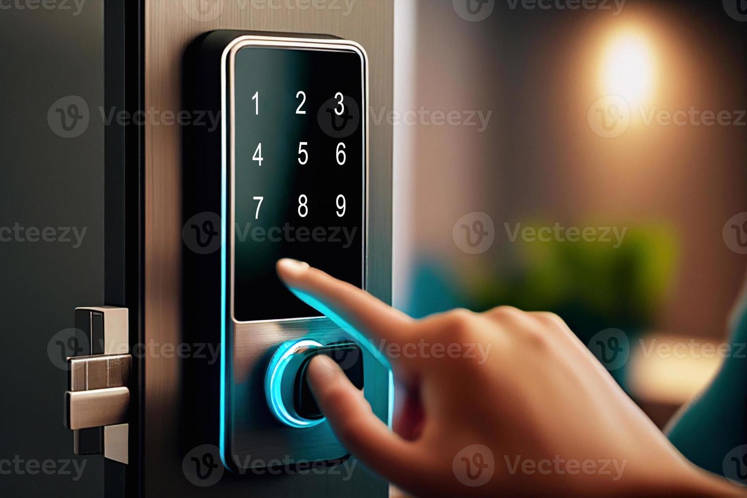 safety security automatic digital room door lock illustrations AI photo