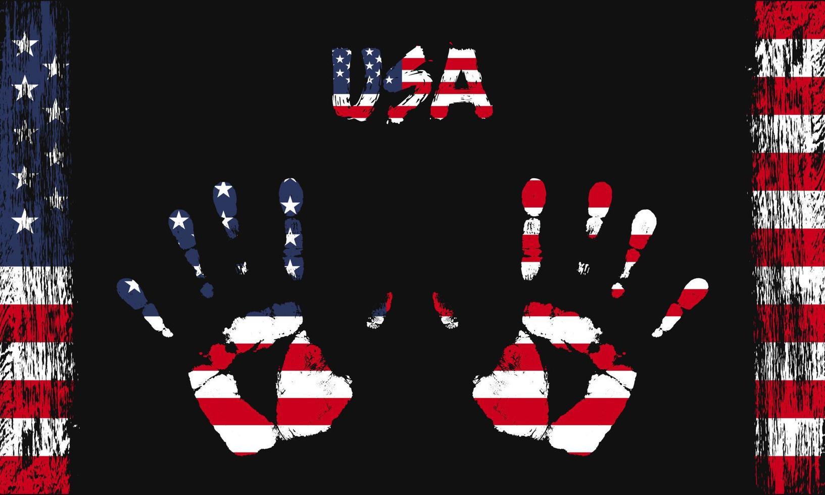 Vector flag of USA with a palm