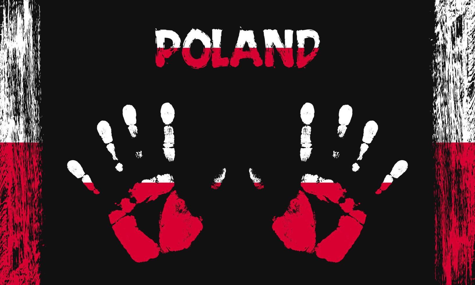 Vector flag of Poland with a palm