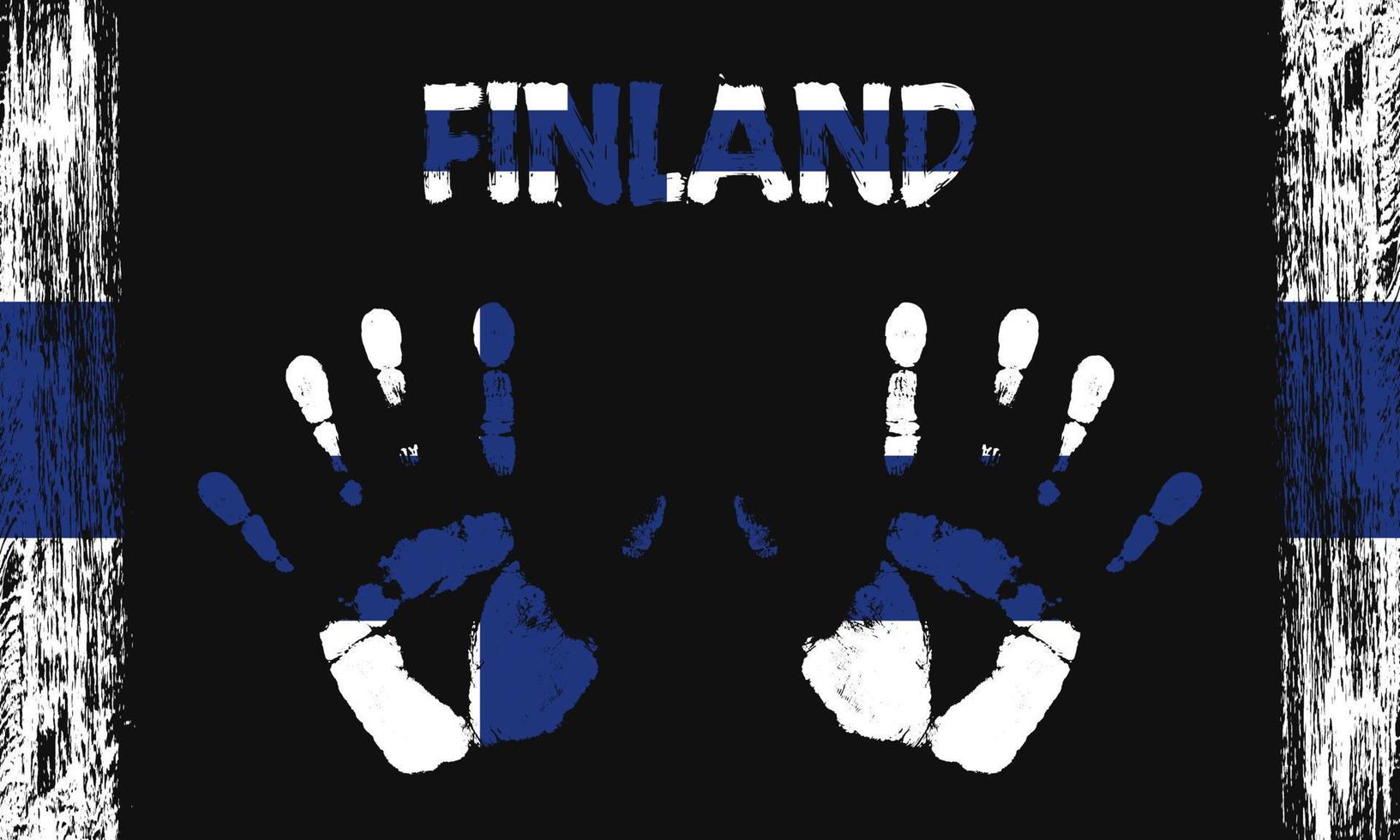 Vector flag of Finland with a palm