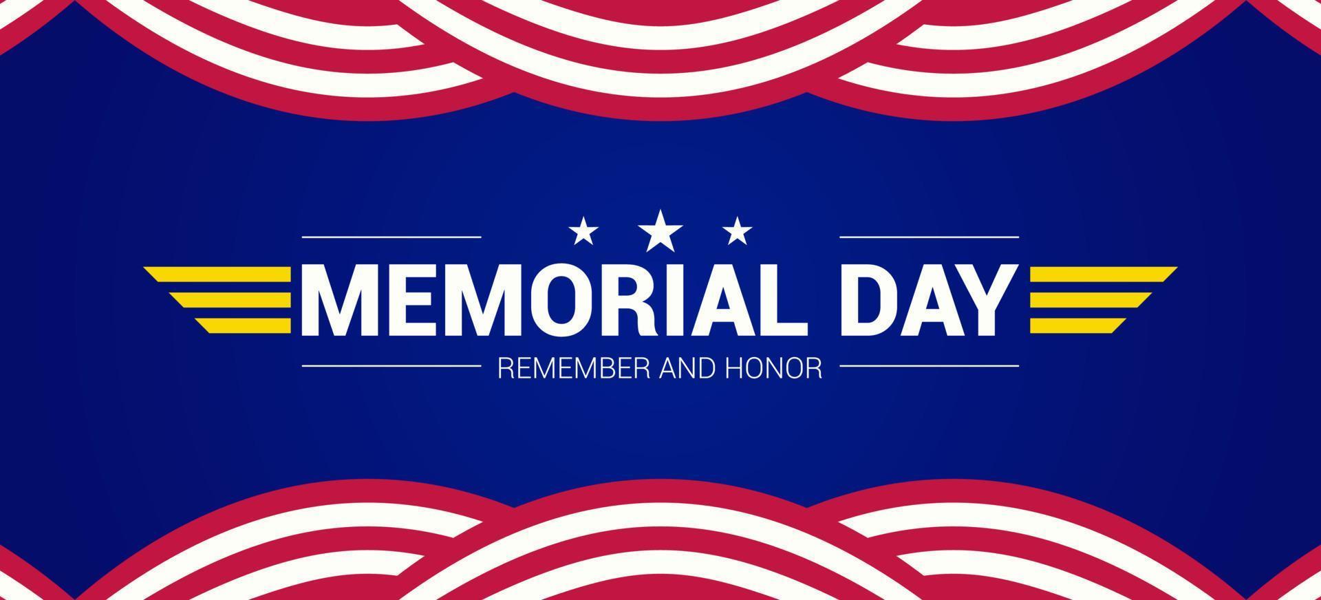 A blue background with the words memorial day and honor written on it. vector