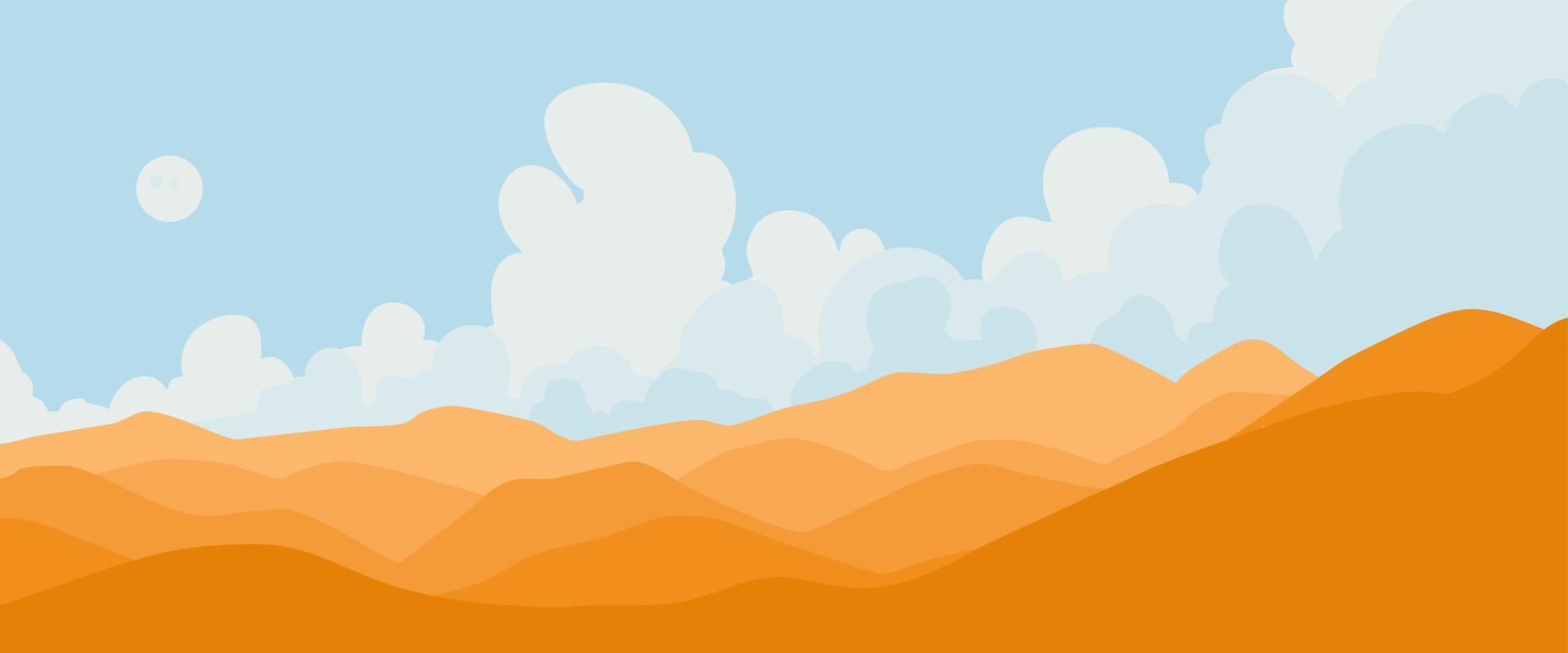 A desert landscape with a blue sky and clouds.vector illustration vector