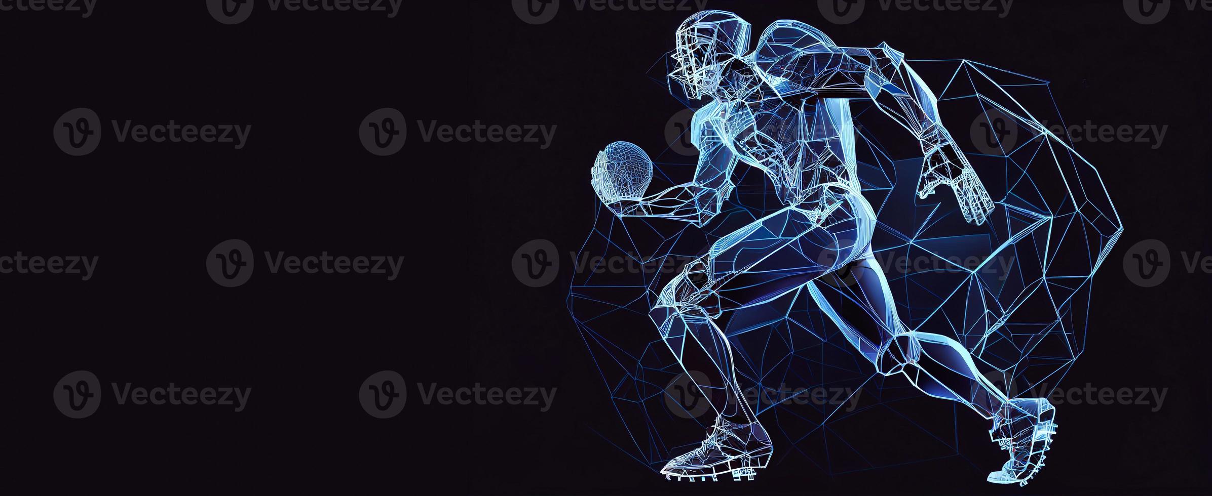 American football player holding ball, isolated silhouette, drawing AI photo