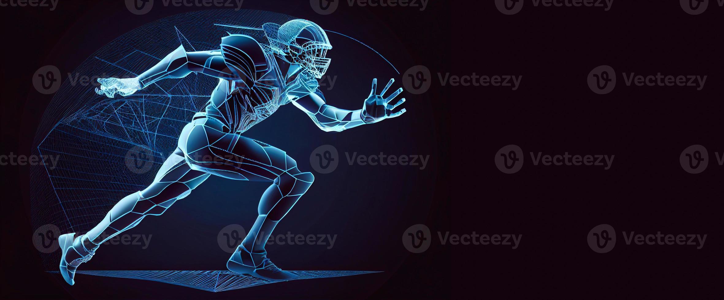American football player holding ball, isolated silhouette, drawing AI photo