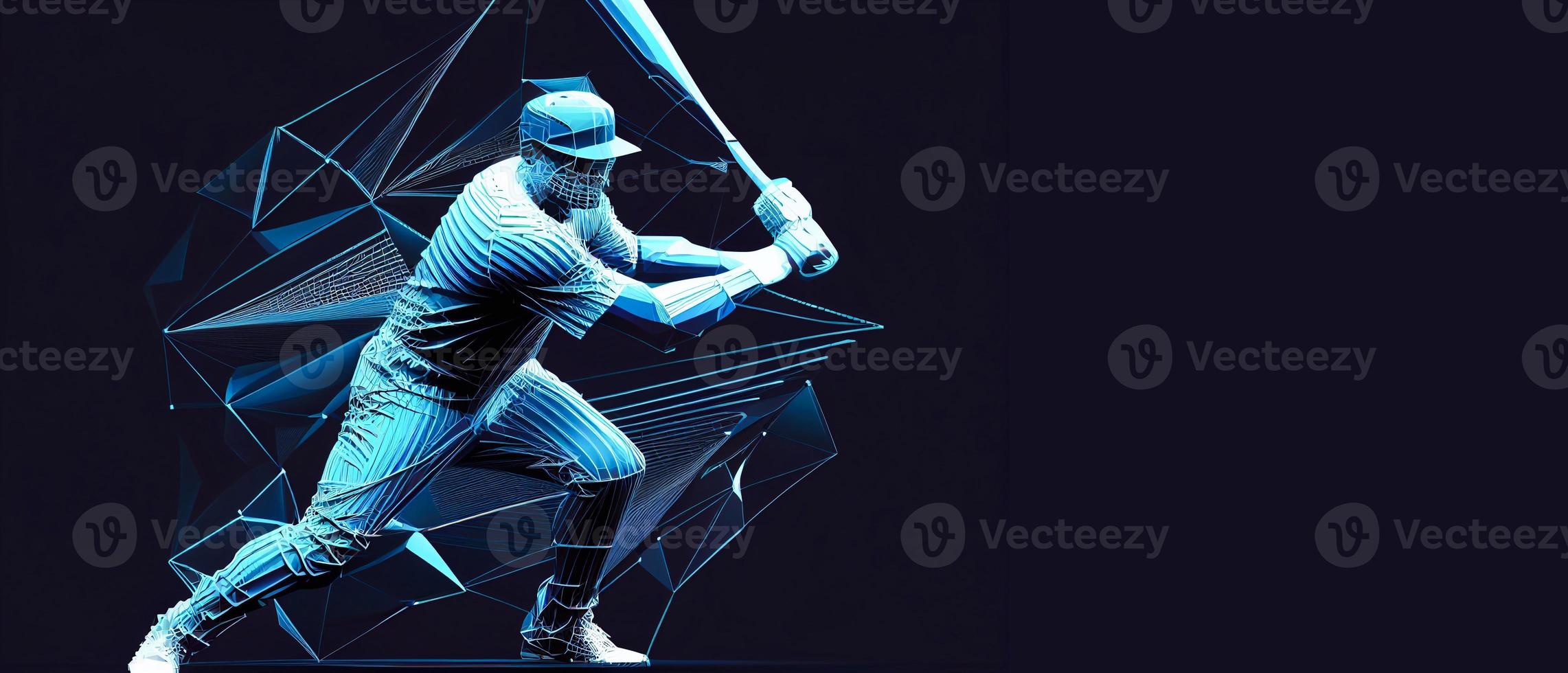 Baseball player. Baseball cap. Hitter swinging with bat. Abstract isolated silhouette. drawing AI photo