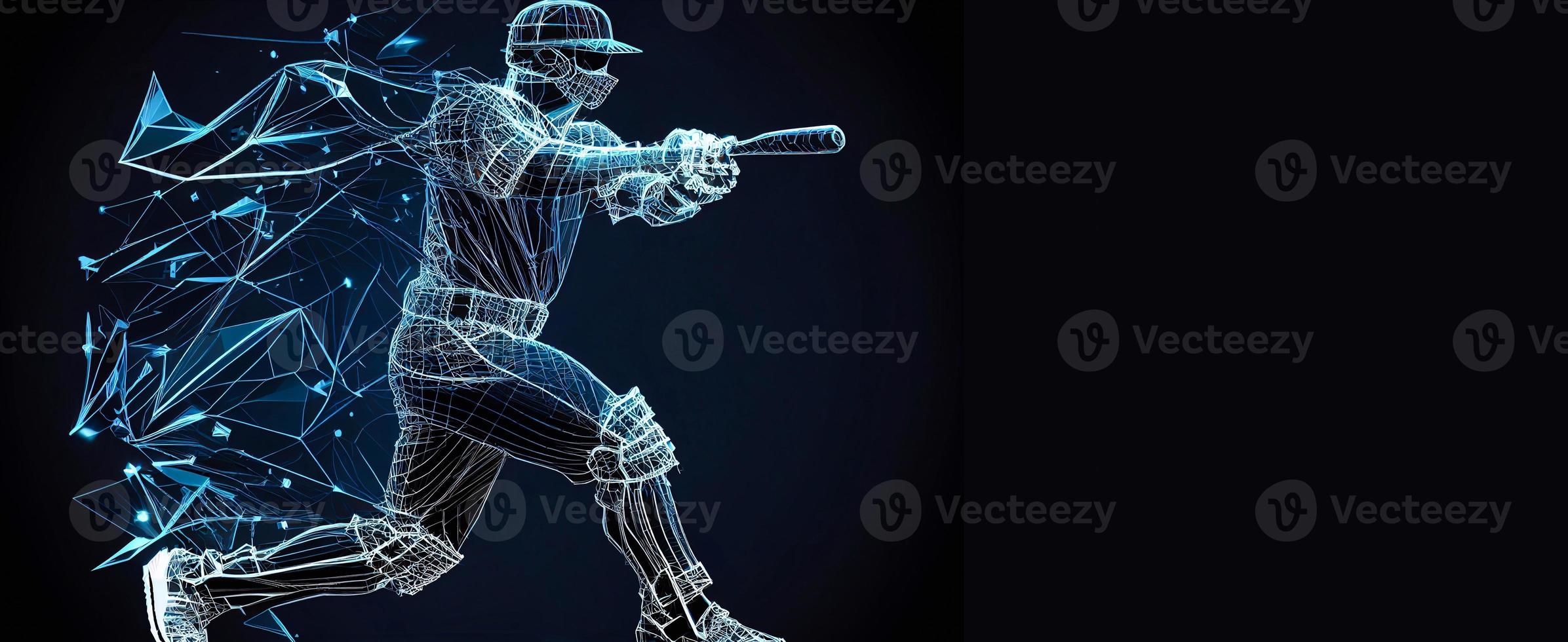 Baseball player. Baseball cap. Hitter swinging with bat. Abstract isolated  silhouette. drawing AI photo