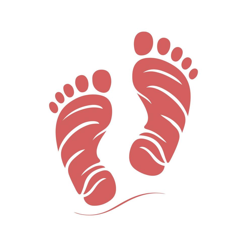 Whimsical baby foot vector illustration for birth announcements, greeting cards, nursery decor, kid's room decor, wall art.