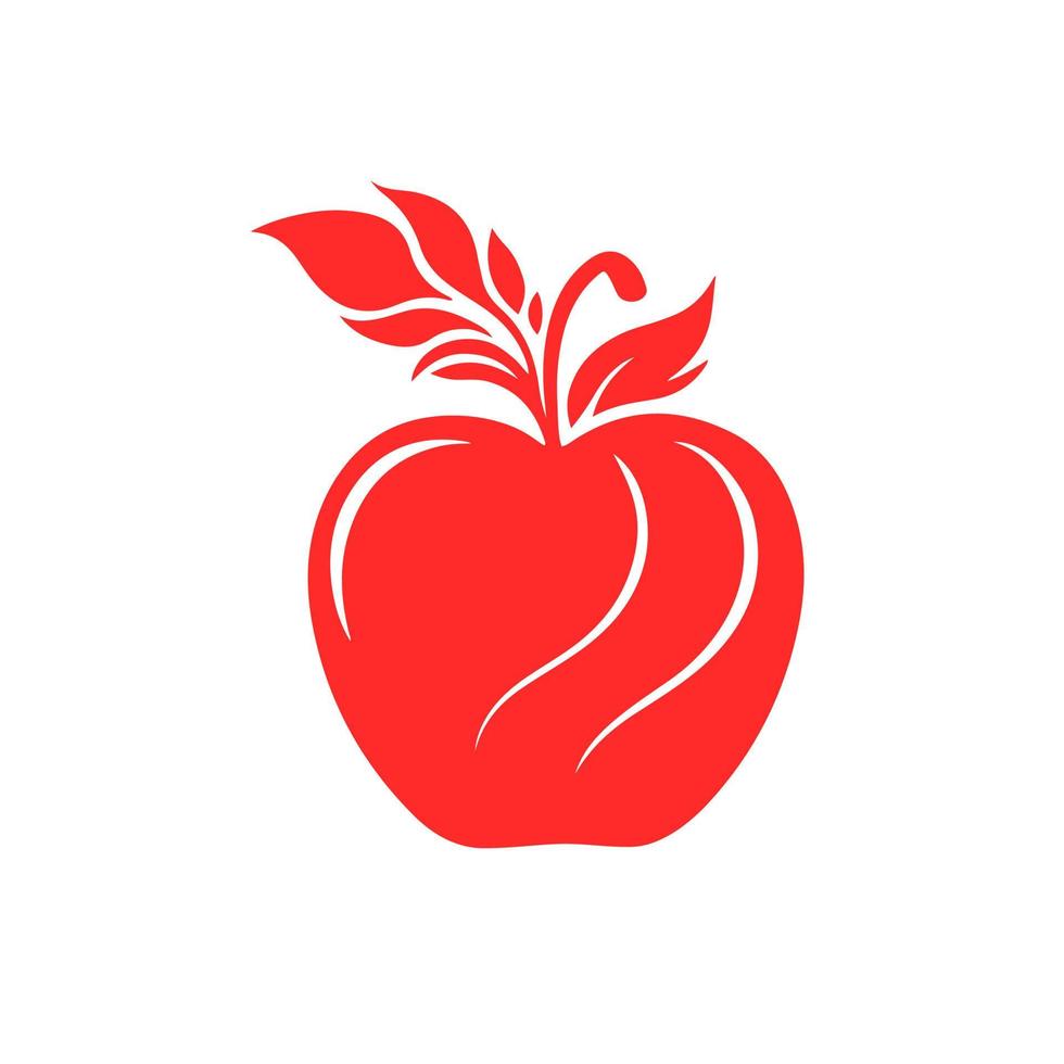 Ornamental apple sign. Monochrome fruit symbol for logos, emblems, mascots. Great for use in branding, menu design, lifestyle blogs, food packaging, recipe book, kitchen decor. vector