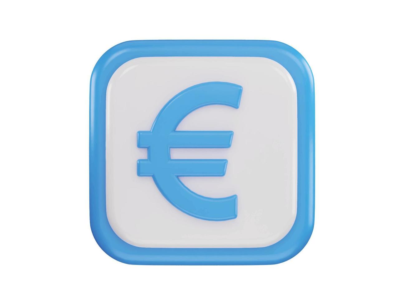 euro firmar icono 3d representación vector ilustración