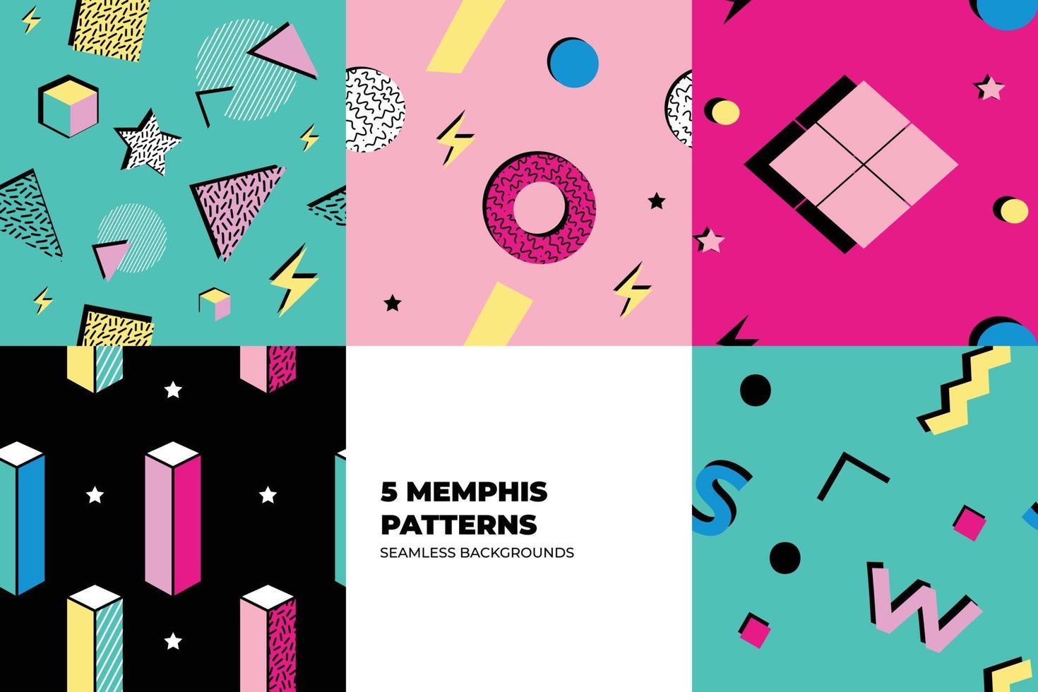 conjunto de memphis modelo. rojo, azul, amarillo, turquesa colores. memphis estilo miedoso patrones. hipster estilo 80s-90s. vector ilustración. adecuado para pancartas, miedoso carteles, volantes, cubre