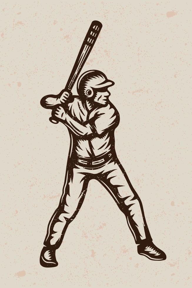 Vintage baseball poster, template, banner in retro style. Graphic Art. Vector Illustration.