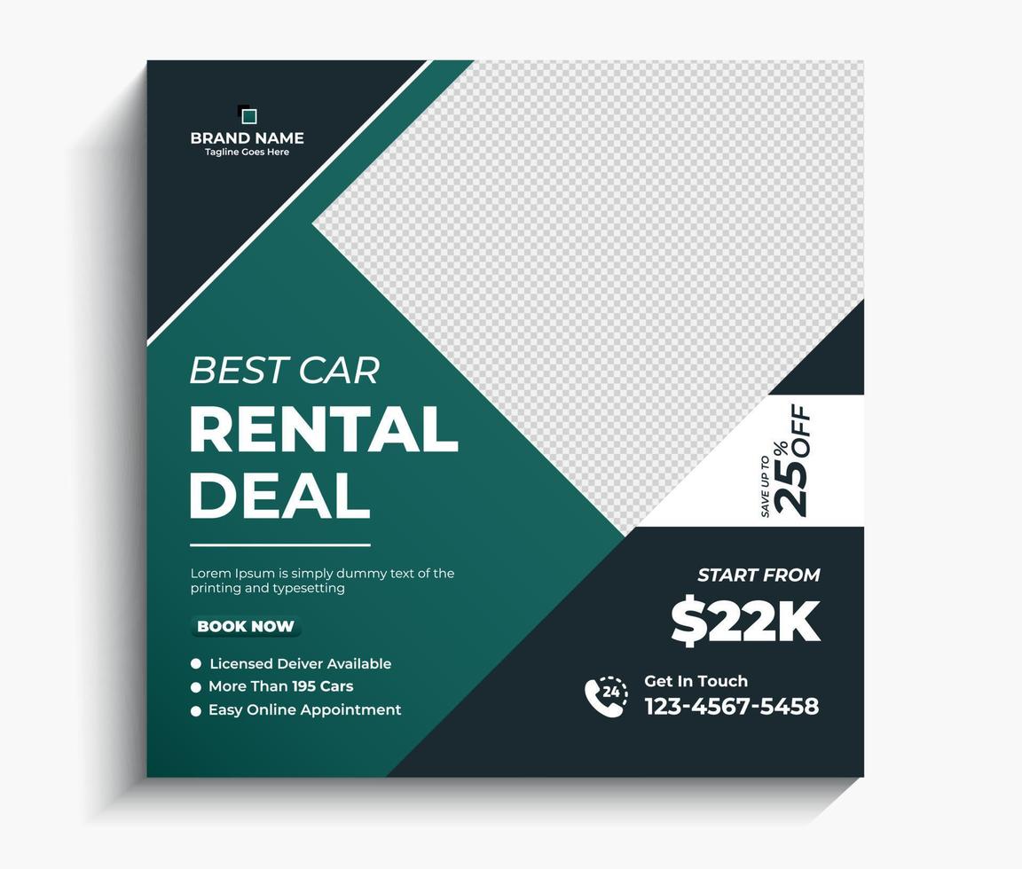 social media post template design for car rental vector