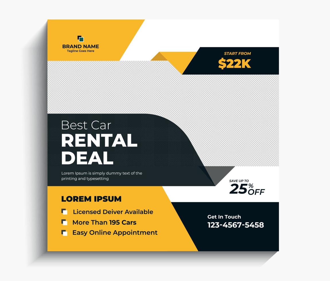 social media post template design for car rental vector