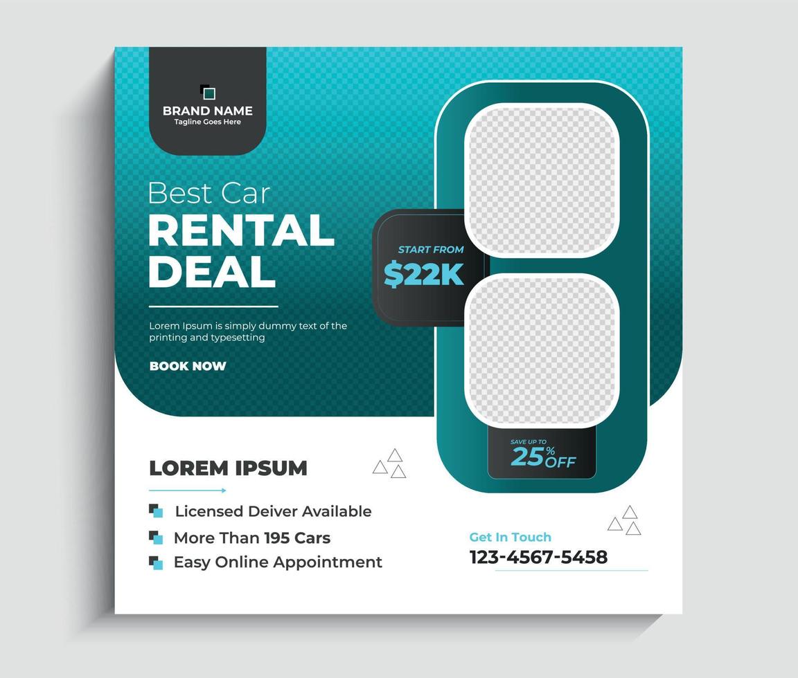 social media post template design for car rental vector