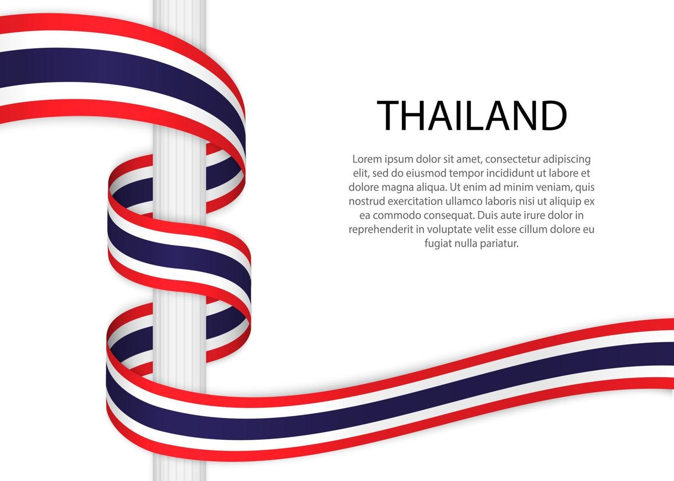 ondulación cinta en polo con bandera de tailandia vector