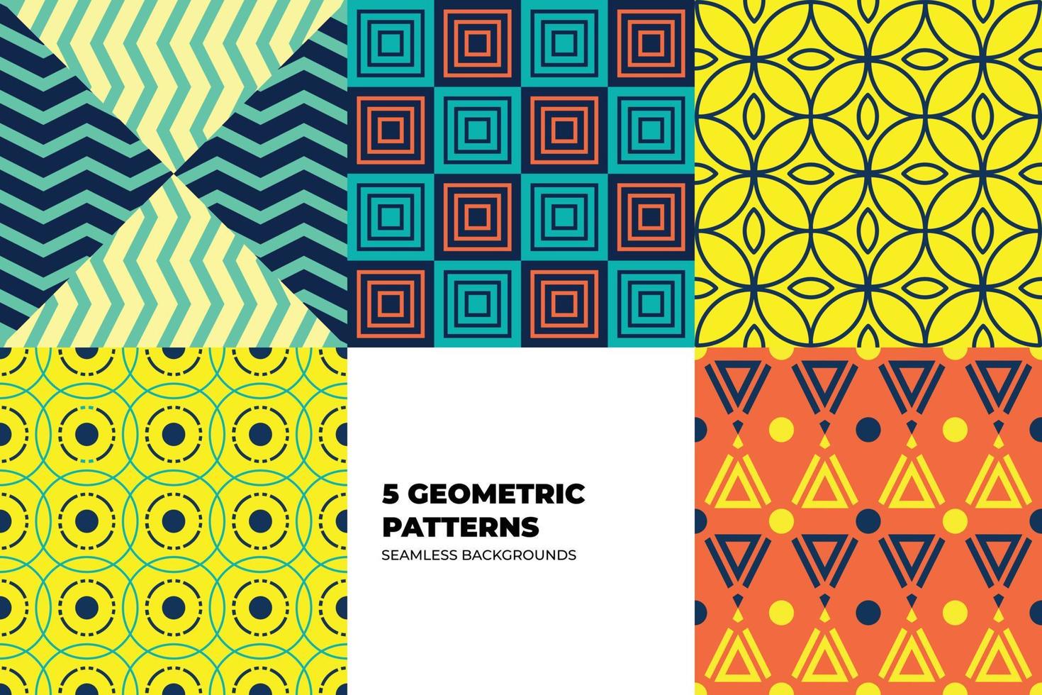 Set of Memphis Pattern. Red, Blue, Yellow Colors. Memphis Style Funky Patterns. Hipster Style 80s-90s. Vector illustration. Suitable for banners, funky posters, flyers, covers.