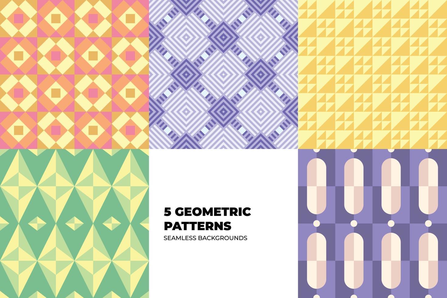 Vector Abstract Multicolor Pastel Pattern Set for Children, Baby and Kids Style Mosaic Colorful Cute Round Shapes Design Elements, Background, Trendy Fabric, Simple geometric Ornament.