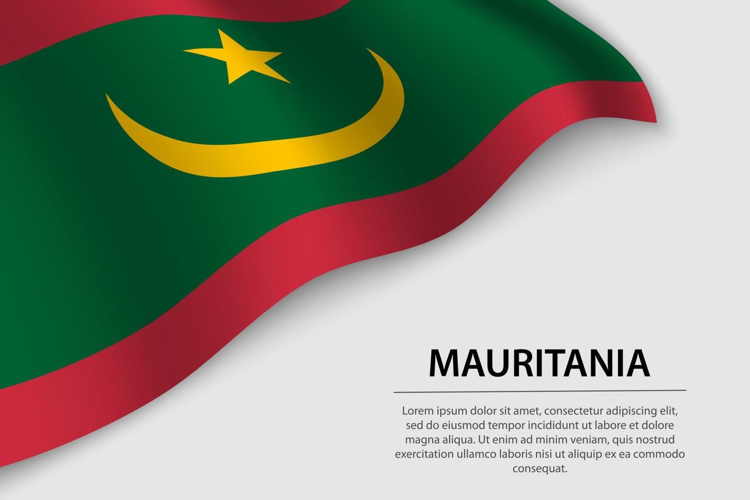 ola bandera de Mauritania en blanco antecedentes vector