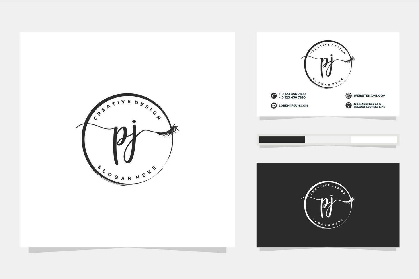 Initial PJ Feminine logo collections and business card template Premium Vector