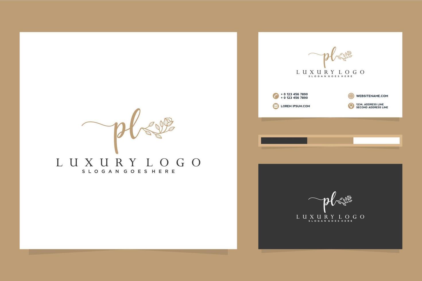 Initial PL Feminine logo collections and business card template Premium Vector