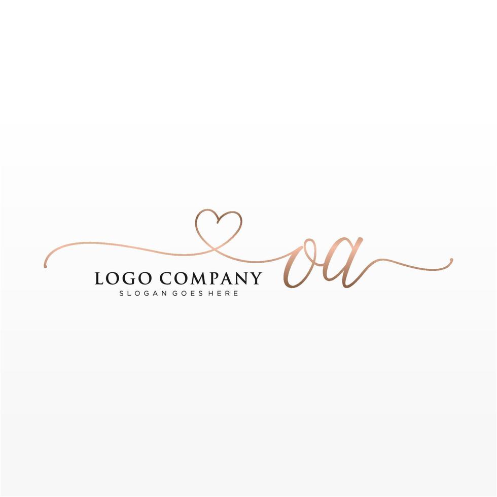 Initial OA feminine logo collections template. handwriting logo of initial signature, wedding, fashion, jewerly, boutique, floral and botanical with creative template for any company or business. vector
