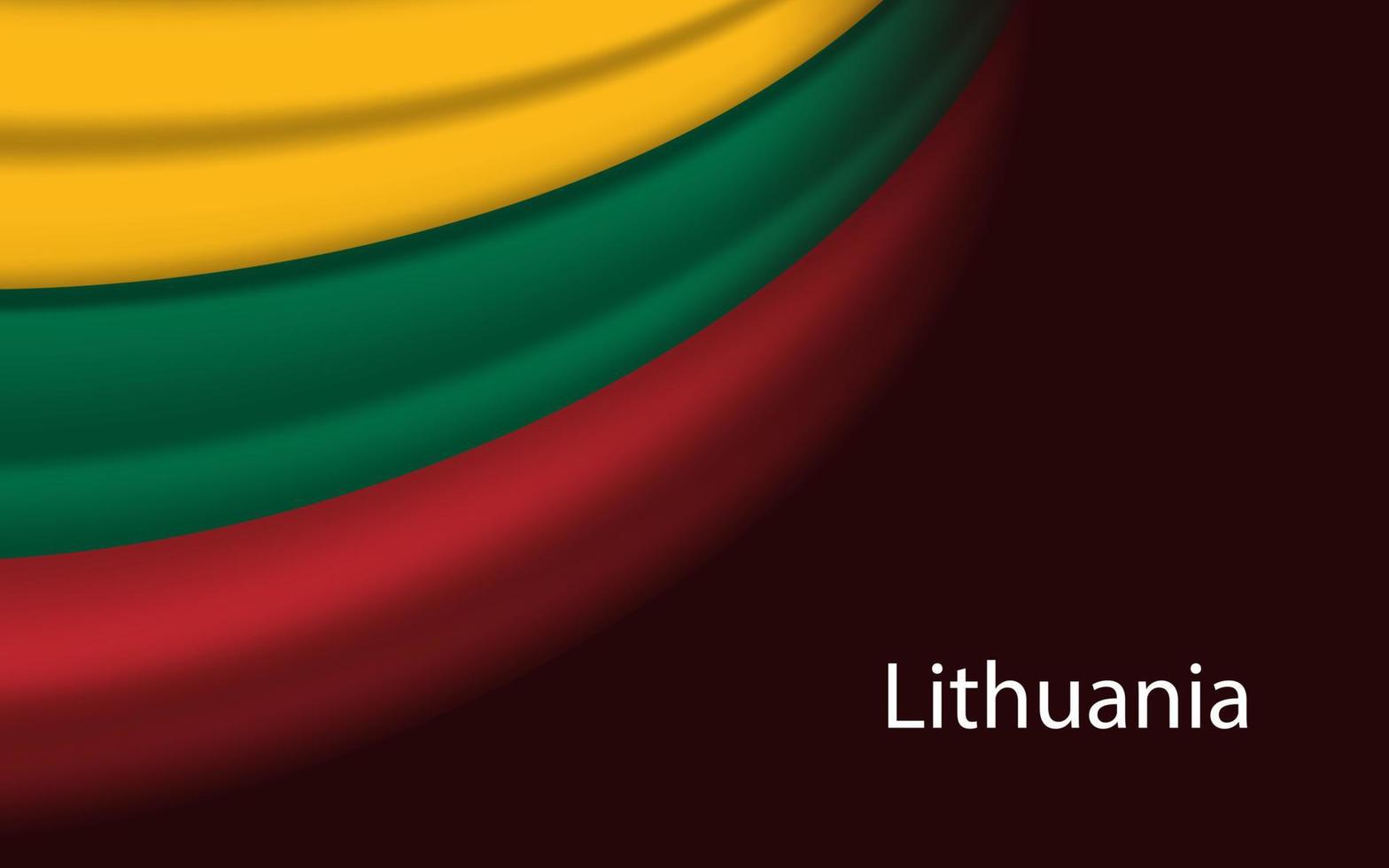 Wave flag of Lithuania on dark background. vector