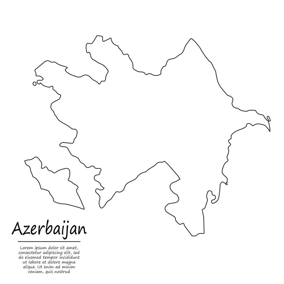 Simple outline map of Azerbaijan, vector