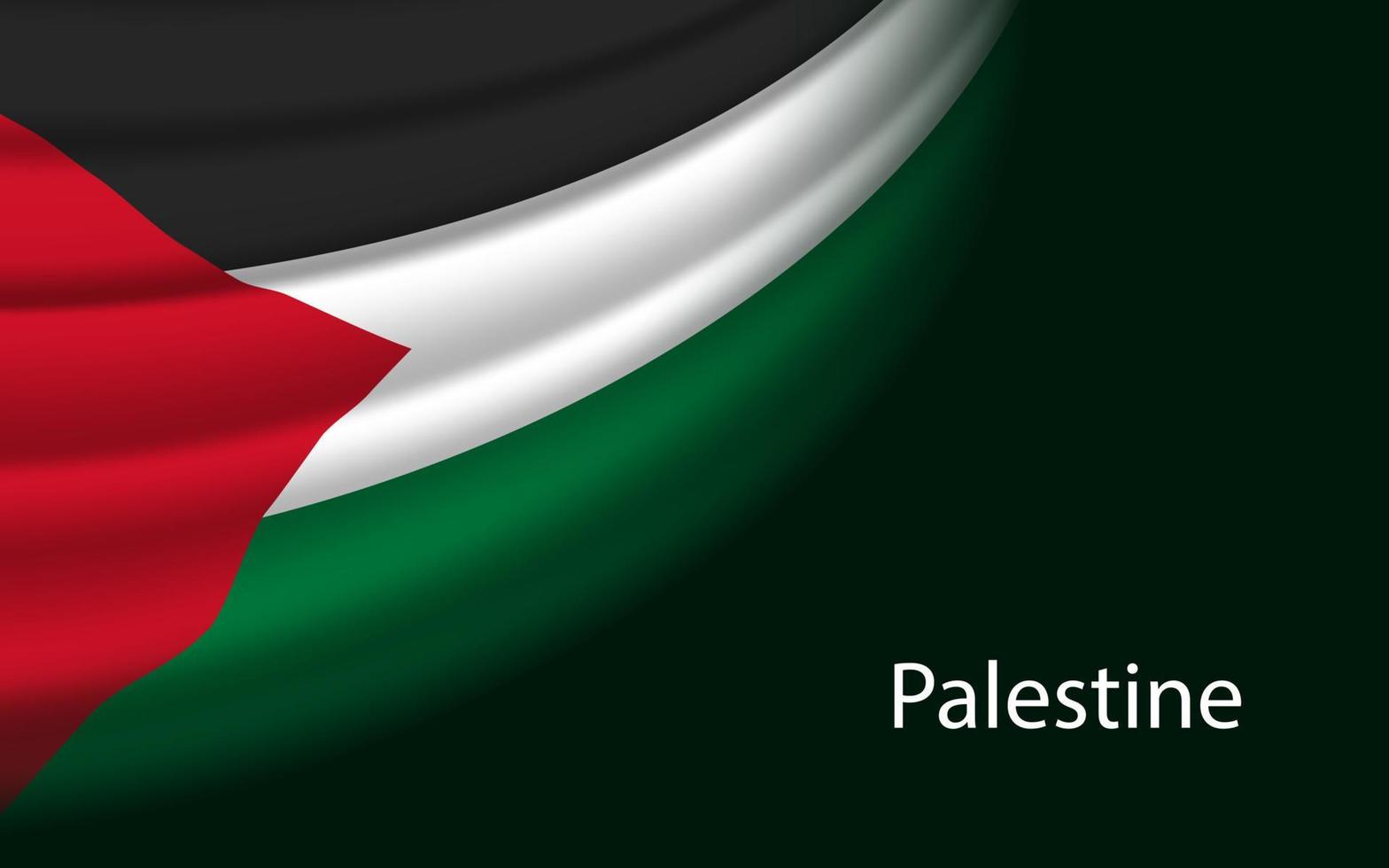 Wave flag of Palestine on dark background. vector