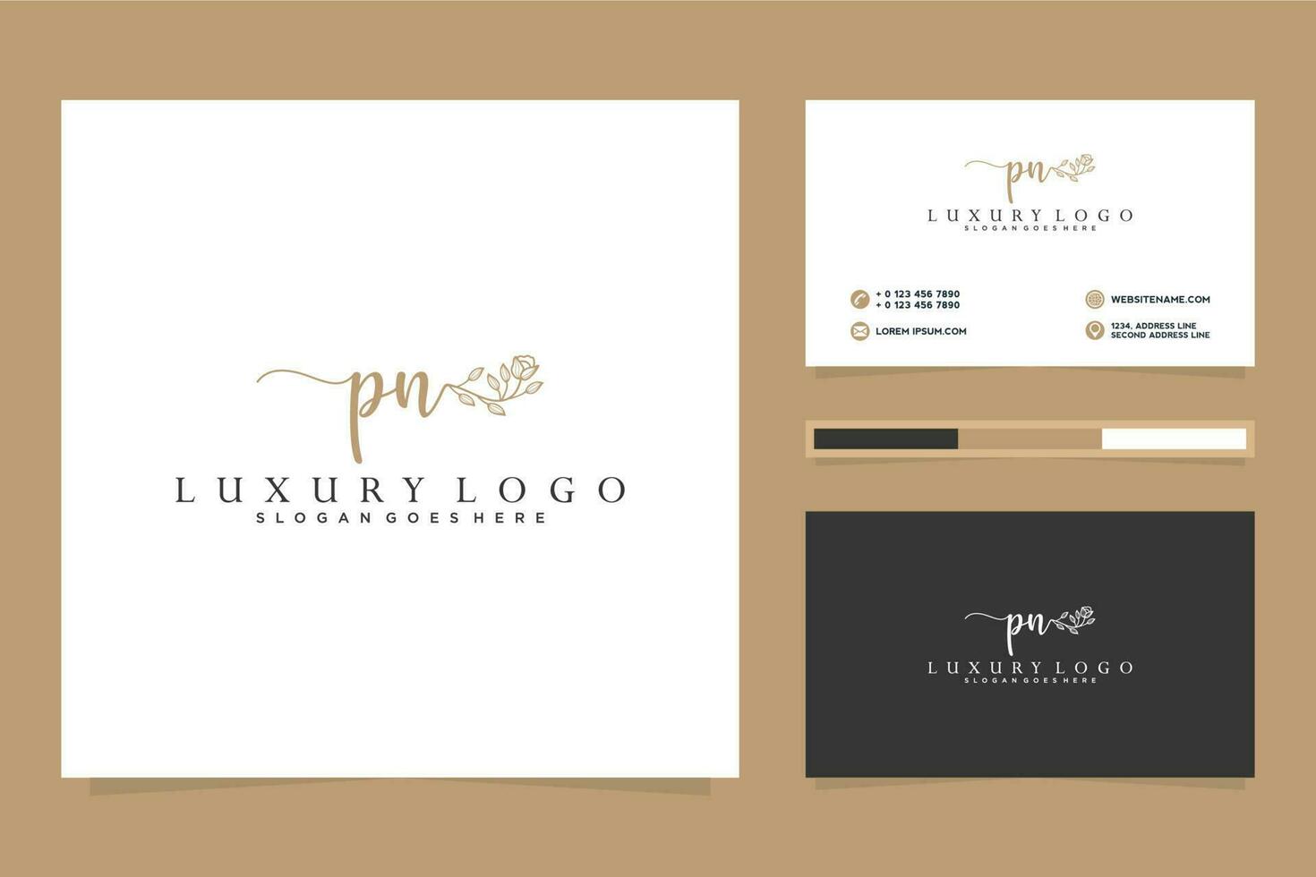 Initial PN Feminine logo collections and business card template Premium Vector