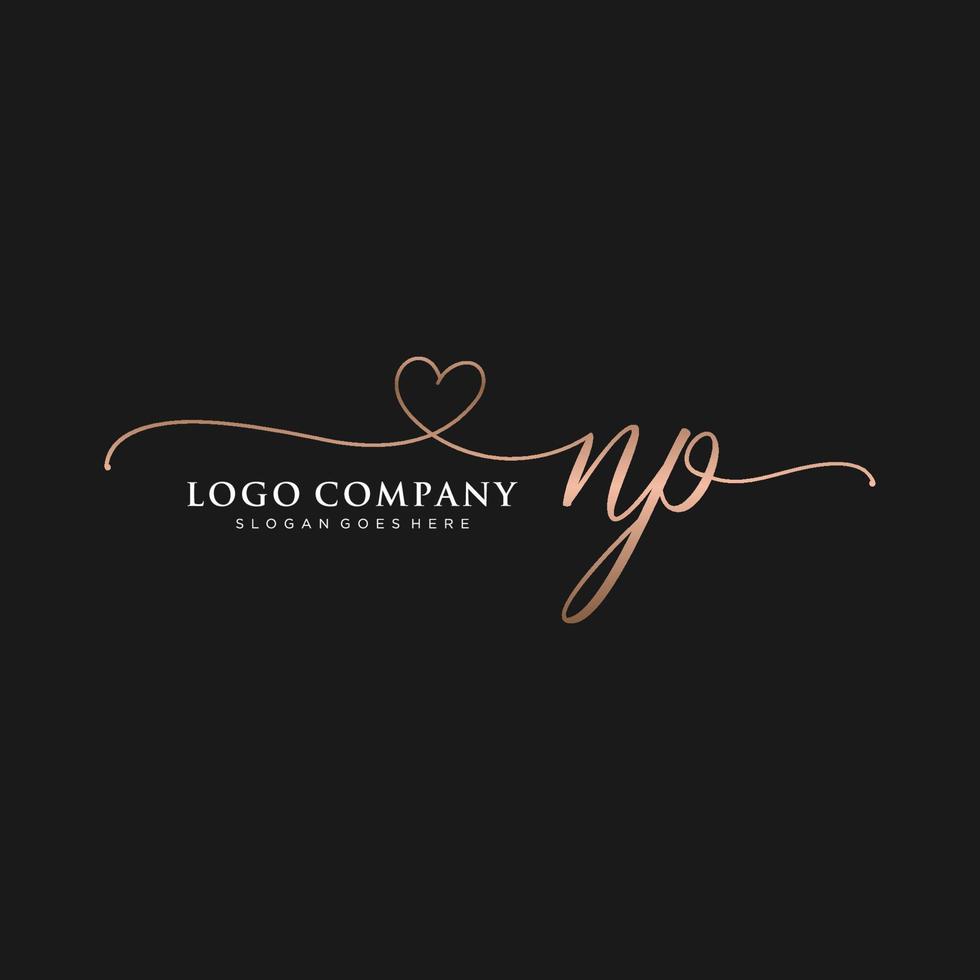 Initial NP feminine logo collections template. handwriting logo of initial signature, wedding, fashion, jewerly, boutique, floral and botanical with creative template for any company or business. vector