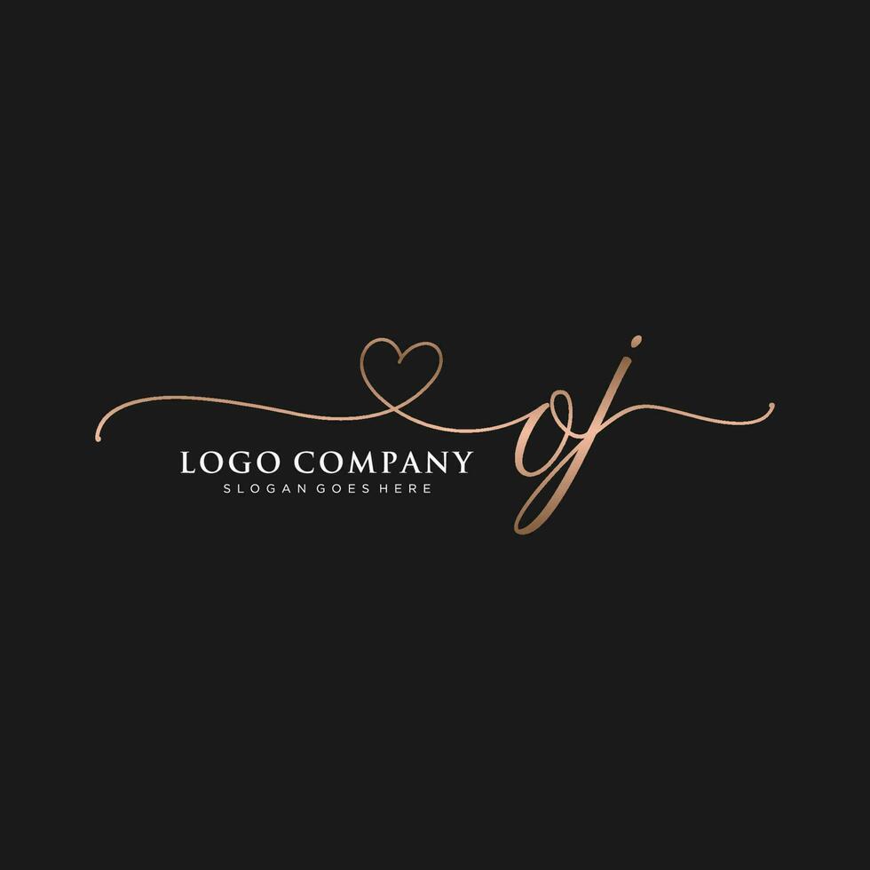 Initial OJ feminine logo collections template. handwriting logo of initial signature, wedding, fashion, jewerly, boutique, floral and botanical with creative template for any company or business. vector