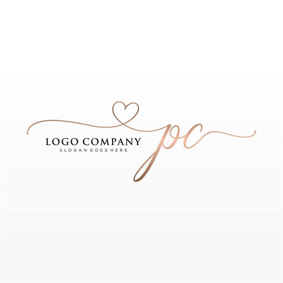 Initial PC feminine logo collections template. handwriting logo of initial signature, wedding, fashion, jewerly, boutique, floral and botanical with creative template for any company or business. vector