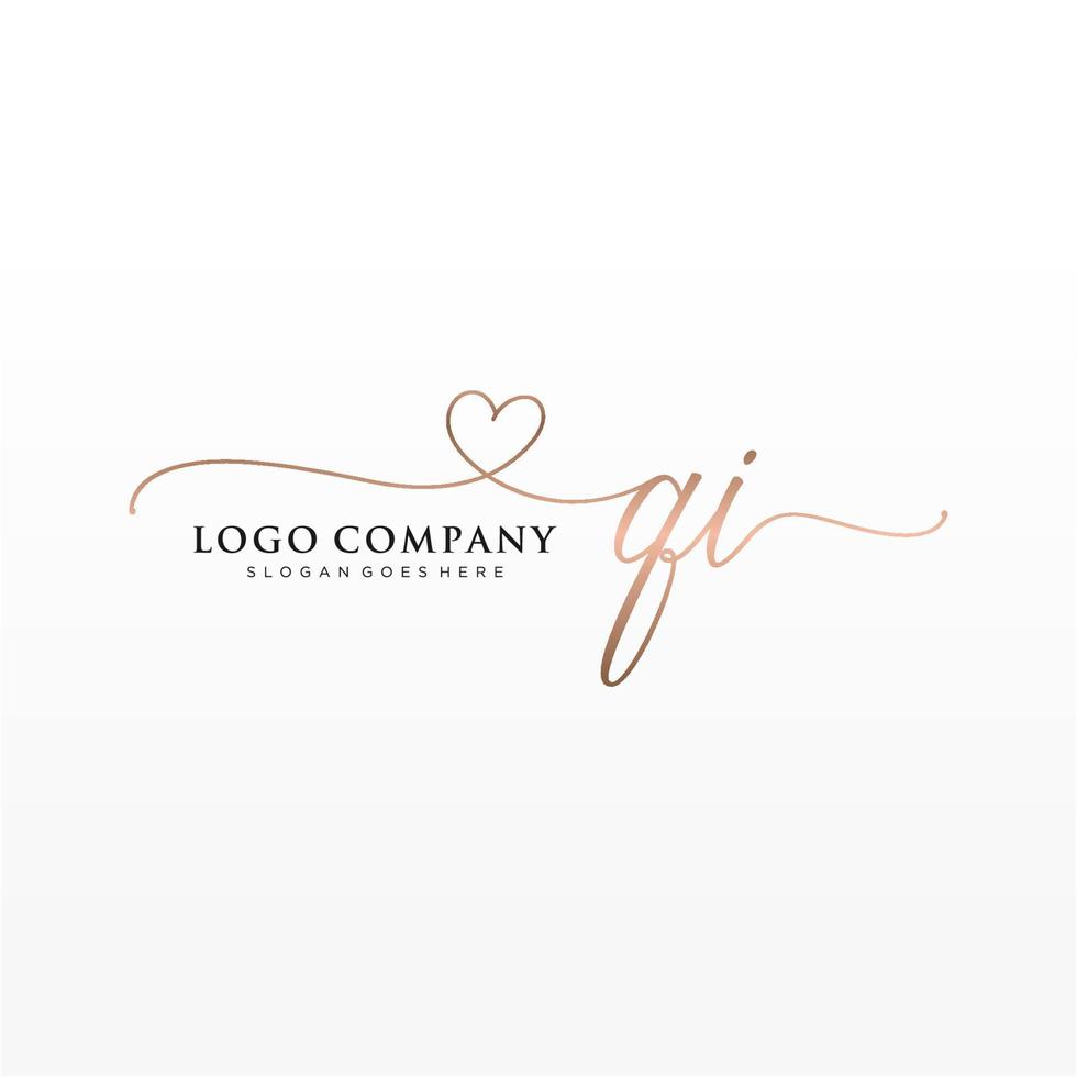 inicial qi femenino logo colecciones modelo. escritura logo de inicial firma, boda, moda, joyería, boutique, floral y botánico con creativo modelo para ninguna empresa o negocio. vector