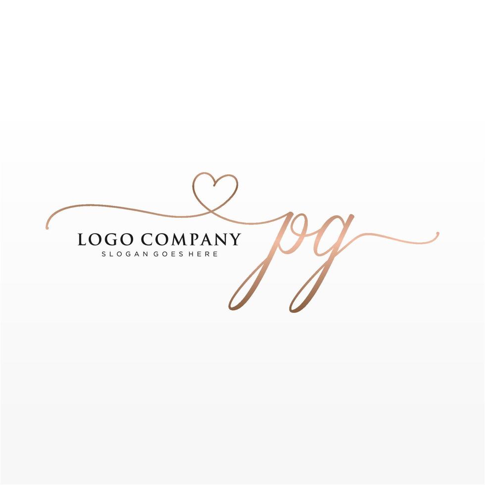 Initial PG feminine logo collections template. handwriting logo of initial signature, wedding, fashion, jewerly, boutique, floral and botanical with creative template for any company or business. vector